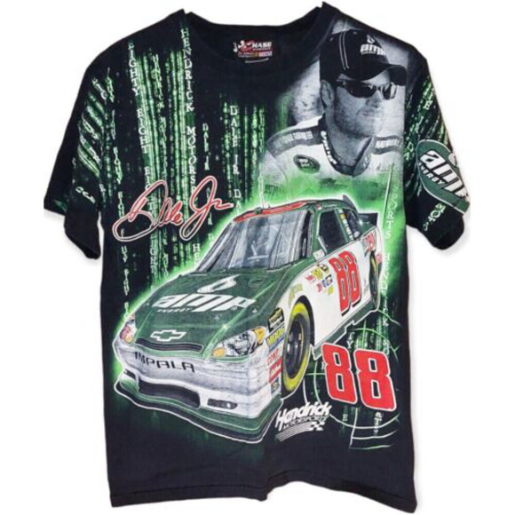 Vtg 2011 Chase Authentics Dale Earnhardt Jr. Matrix All Over Print Shirt Men M - Picture 1 of 10